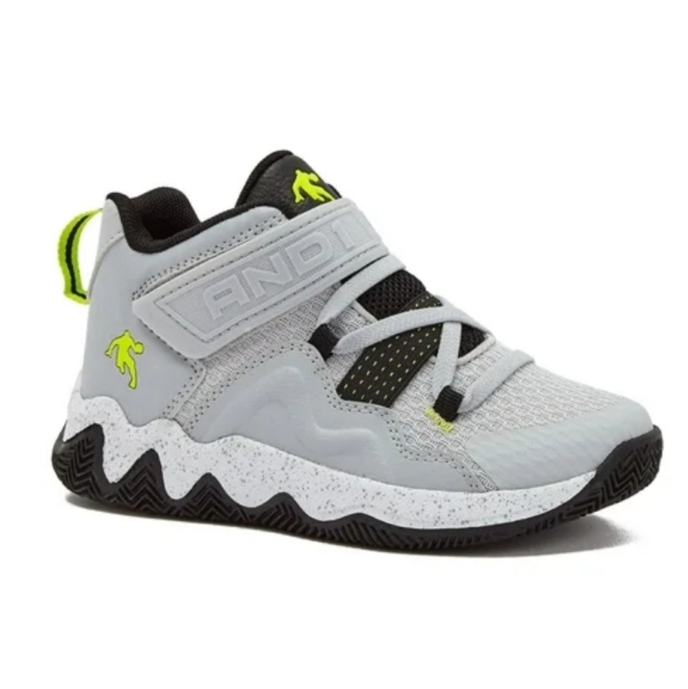 AND1 Kids' Gray Athletic Kids Strap Basketball Sneakers NWOT